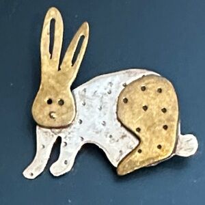 925 silver and brass Rabbit Pin
